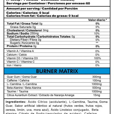 BURNER STACK Proteina.co información nutricional ingredientes y modo de uso Proteina.co Colombia