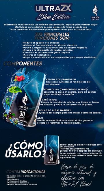 ULTRA ZX BLUE | Información Nutricional y Tabla Proteina.co - Proteina.co ULTRA ZX BLUE Proteina.co información nutricional ingredientes y modo de uso Proteina.co Colombia