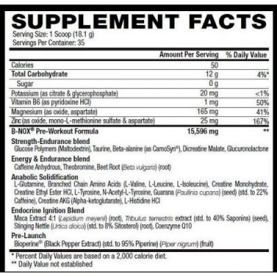 B-NOX ANDORUSH PRE WORKOUT Proteina.co información nutricional ingredientes y modo de uso Proteina.co Colombia