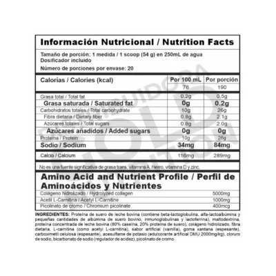 BiPro Lite Tabla Nutricional
