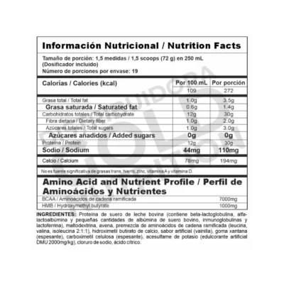BiPro Mass Tabla Nutricional