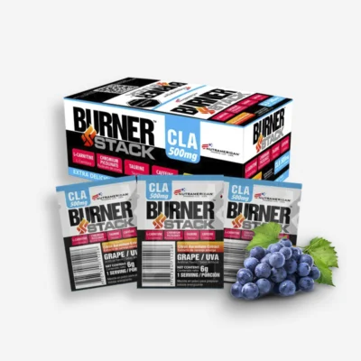 Caja Burner Stack 50 Unidades De Sachets Sabor Uva – Nutramerican de Nutramerican - Quemadores de Grasa disponible en Proteina.co Colombia