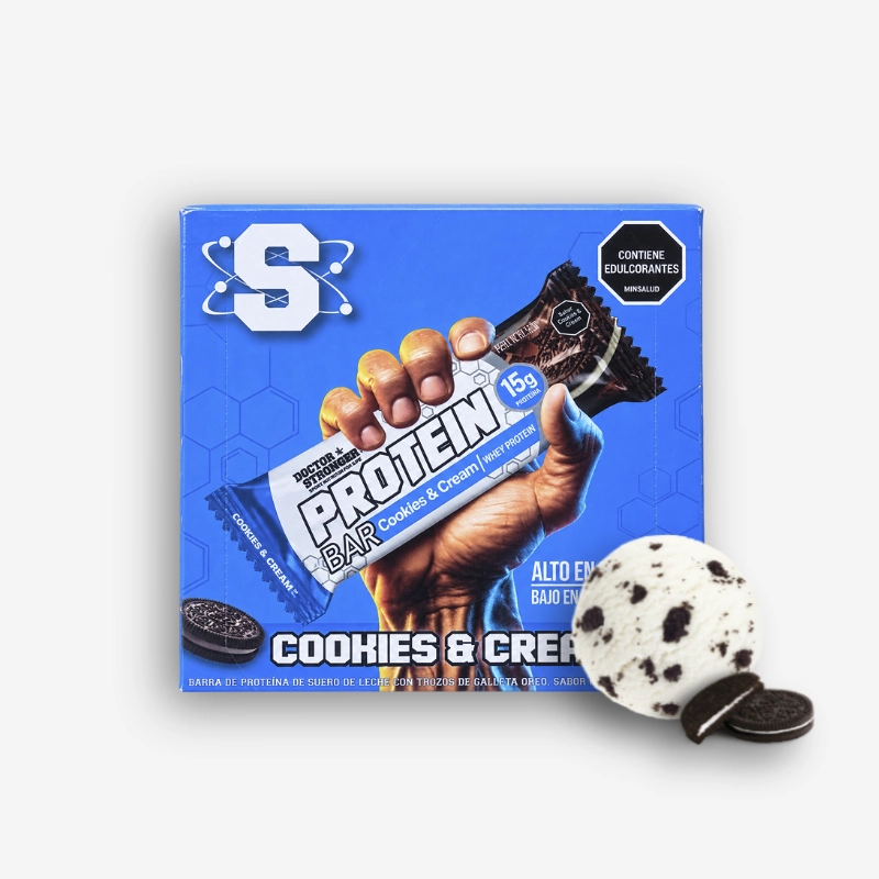Doctor Stronger X12 Unidades – Strong Bar (Sabor: Cookies And Cream) | Strong Bar - Proteina.co Doctor Stronger X12 Unidades – Strong Bar (Sabor: Cookies And Cream) de Strong Bar - Alimentos original en Proteina.co Colombia