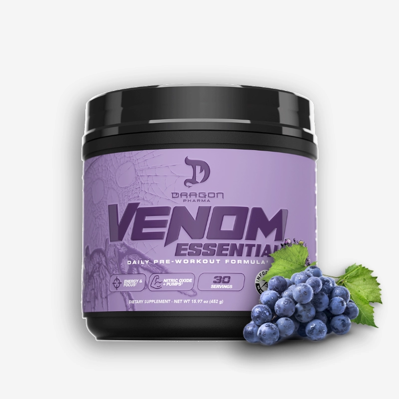 Venom Essential 30 Servicios – Dragon Pharma (Sabor: Jaked Grape) | Dragon Pharma - Proteina.co Venom Essential 30 Servicios – Dragon Pharma (Sabor: Jaked Grape) de Dragon Pharma - Pre Entrenos - Pre Workouts original en Proteina.co Colombia